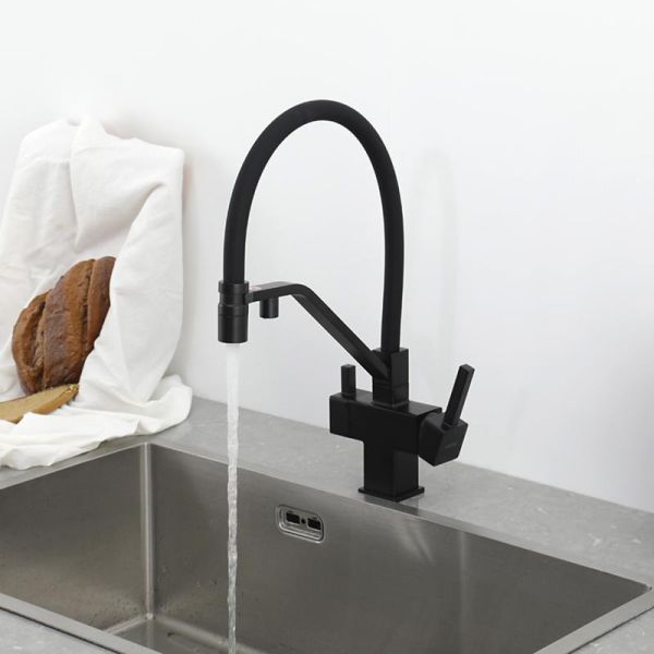 Смеситель для кухни Gappo G4395-66 с подключением фильтра питьевой воды и гибким изливом чёрный Смеситель для кухни Gappo G4395-66 с подключением фильтра питьевой воды и гибким изливом чёрный