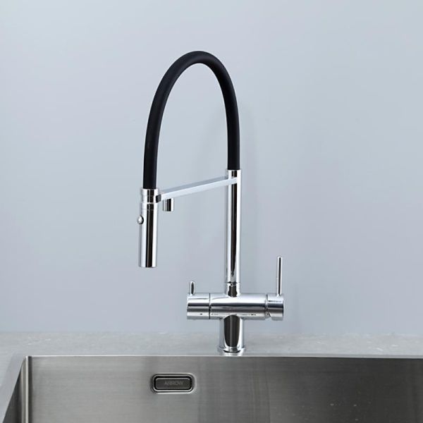 Смеситель для кухни Gappo G4397-80 с подключением фильтра питьевой воды и гибким изливом хром/чёрный Смеситель для кухни Gappo G4397-80 с подключением фильтра питьевой воды и гибким изливом хром/чёрный