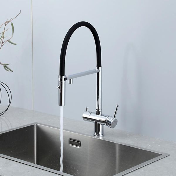 Смеситель для кухни Gappo G4397-80 с подключением фильтра питьевой воды и гибким изливом хром/чёрный Смеситель для кухни Gappo G4397-80 с подключением фильтра питьевой воды и гибким изливом хром/чёрный