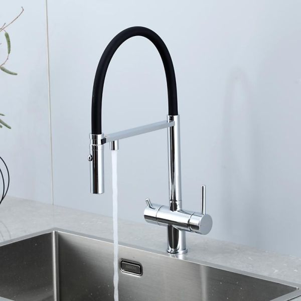 Смеситель для кухни Gappo G4397-80 с подключением фильтра питьевой воды и гибким изливом хром/чёрный Смеситель для кухни Gappo G4397-80 с подключением фильтра питьевой воды и гибким изливом хром/чёрный