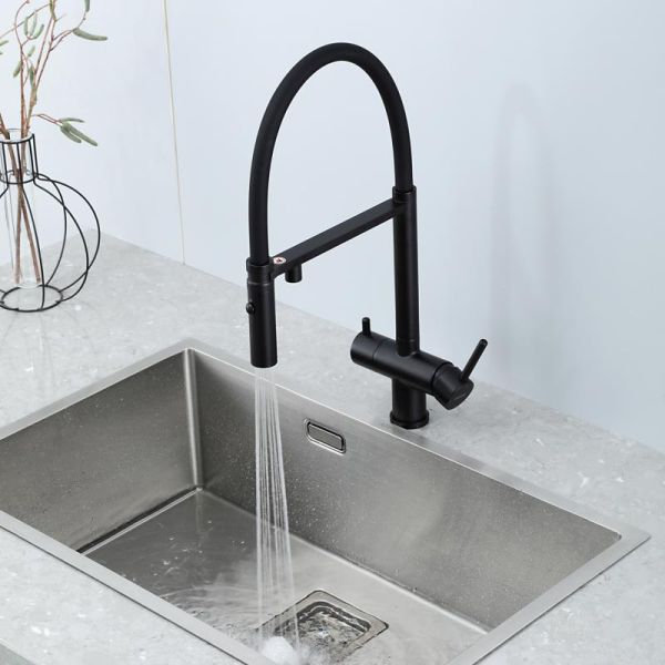 Смеситель для кухни Gappo G4397-86 с подключением фильтра питьевой воды и гибким изливом чёрный Смеситель для кухни Gappo G4397-86 с подключением фильтра питьевой воды и гибким изливом чёрный