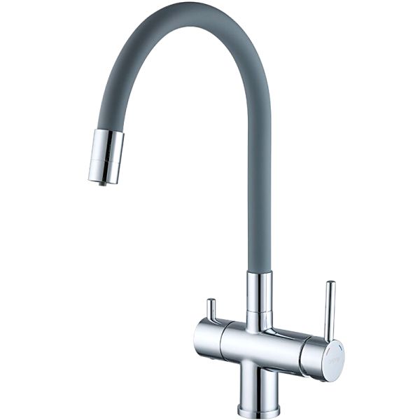 Смеситель для кухни Gappo G4398-30 под фильтр с гибким изливом серый/хром Смеситель для кухни Gappo G4398-30 под фильтр с гибким изливом серый/хром