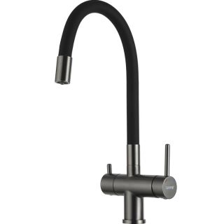 Смеситель для кухни Gappo G4398-39 под фильтр с гибким изливом оружейная сталь