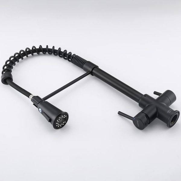 Смеситель для кухни Gappo G4398-66 с гибким выдвижным изливом и подключением фильтра питьевой воды чёрный