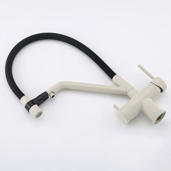 Смесители для кухни Gappo G4398-81 под фильтр с гибким изливом белый/чёрный