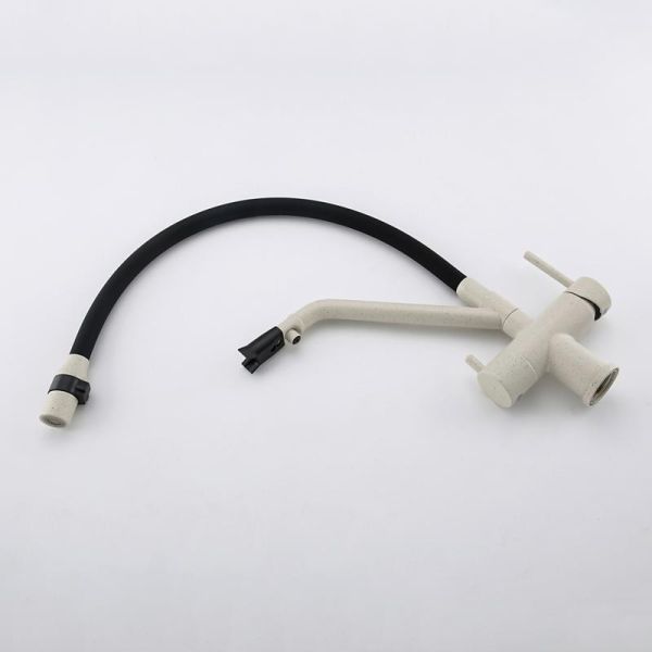 Смесители для кухни Gappo G4398-81 под фильтр с гибким изливом белый/чёрный