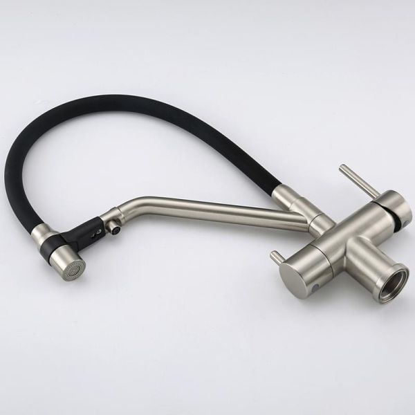 Смесители для кухни Gappo G4398-85 под фильтр с гибким изливом сатин/чёрный