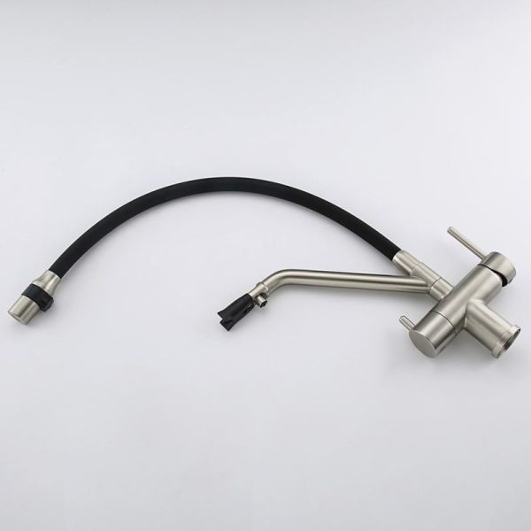 Смесители для кухни Gappo G4398-85 под фильтр с гибким изливом сатин/чёрный