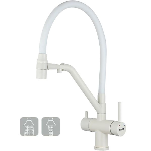 Смесители для кухни Gappo G4398-85 под фильтр с гибким изливом белый