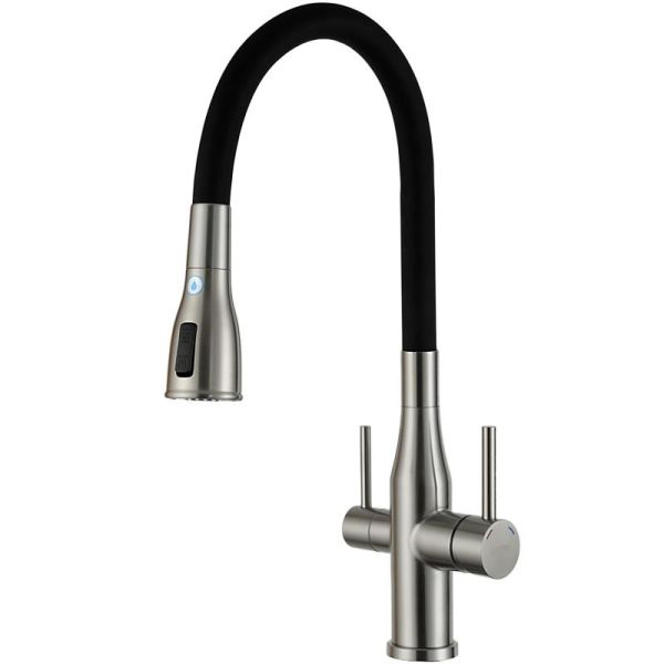 Смеситель для кухни Gappo G4399-65 с гибким изливом и подключением фильтра питьевой воды сатин Смеситель для кухни Gappo G4399-65 с гибким изливом и подключением фильтра питьевой воды сатин