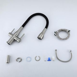 Смеситель для кухни Gappo G4399-65 с гибким изливом и подключением фильтра питьевой воды сатин