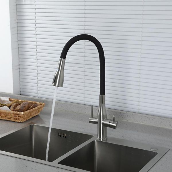 Смеситель для кухни Gappo G4399-65 с гибким изливом и подключением фильтра питьевой воды сатин Смеситель для кухни Gappo G4399-65 с гибким изливом и подключением фильтра питьевой воды сатин