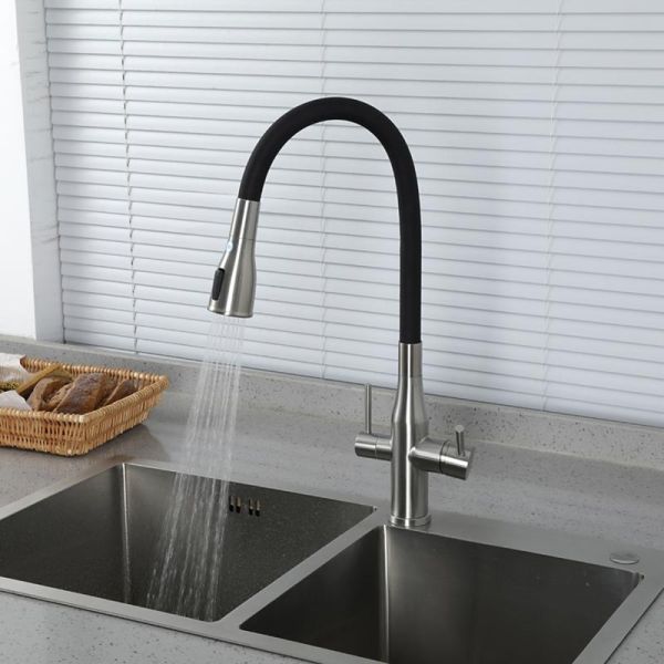 Смеситель для кухни Gappo G4399-65 с гибким изливом и подключением фильтра питьевой воды сатин Смеситель для кухни Gappo G4399-65 с гибким изливом и подключением фильтра питьевой воды сатин