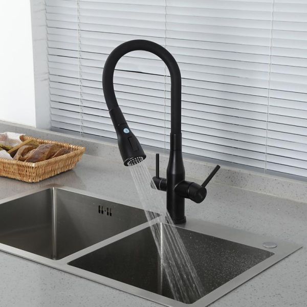 Смеситель для кухни Gappo G4399-66 с гибким изливом и подключением фильтра питьевой воды чёрный Смеситель для кухни Gappo G4399-66 с гибким изливом и подключением фильтра питьевой воды чёрный