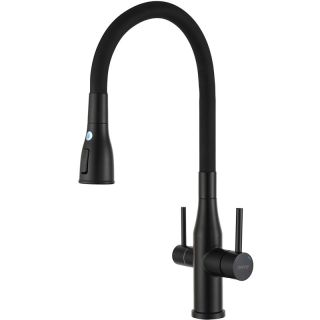 Смеситель для кухни Gappo G4399-66 с гибким изливом и подключением фильтра питьевой воды чёрный