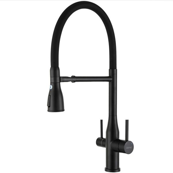 Смеситель для кухни Gappo G4399-76 с гибким изливом и подключением фильтра питьевой воды чёрный Смеситель для кухни Gappo G4399-76 с гибким изливом и подключением фильтра питьевой воды чёрный