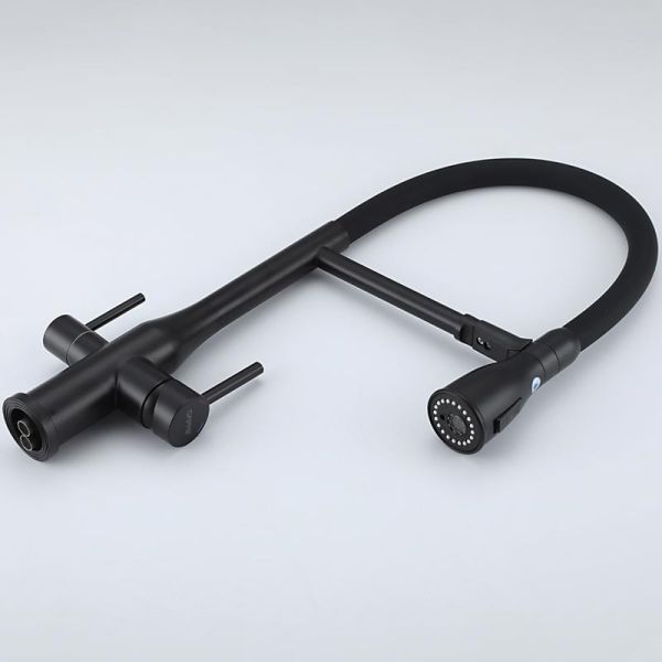 Смеситель для кухни Gappo G4399-76 с гибким изливом и подключением фильтра питьевой воды чёрный Смеситель для кухни Gappo G4399-76 с гибким изливом и подключением фильтра питьевой воды чёрный