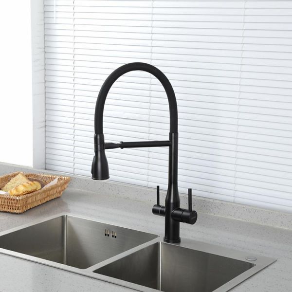Смеситель для кухни Gappo G4399-76 с гибким изливом и подключением фильтра питьевой воды чёрный Смеситель для кухни Gappo G4399-76 с гибким изливом и подключением фильтра питьевой воды чёрный