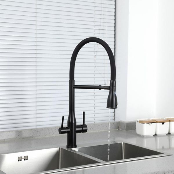 Смеситель для кухни Gappo G4399-76 с гибким изливом и подключением фильтра питьевой воды чёрный Смеситель для кухни Gappo G4399-76 с гибким изливом и подключением фильтра питьевой воды чёрный