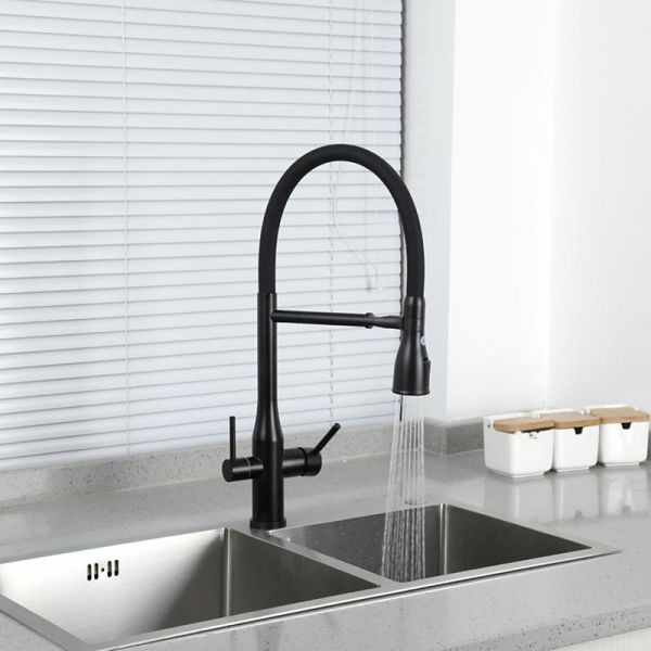 Смеситель для кухни Gappo G4399-76 с гибким изливом и подключением фильтра питьевой воды чёрный Смеситель для кухни Gappo G4399-76 с гибким изливом и подключением фильтра питьевой воды чёрный
