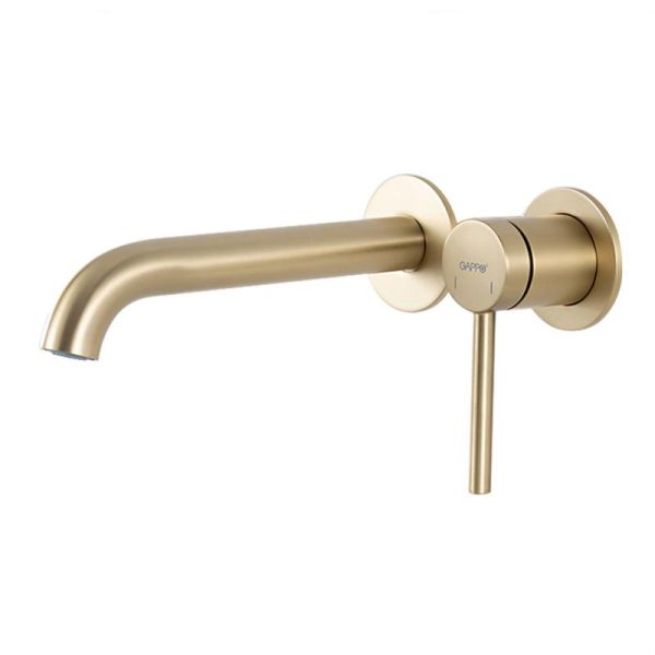 Встраиваемый смеситель для раковины Gappo G1206-3 золотой сатин
