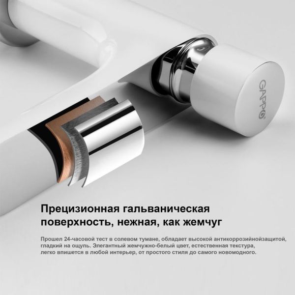 Кнопочно-порционный кран Gappo G5148 белый/хром Кнопочно-порционный кран Gappo G5148 белый/хром