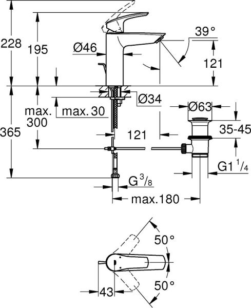 Смеситель для раковины Grohe Eurosmart 23322003 Хром