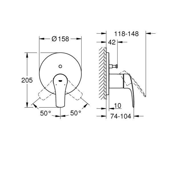 Внешняя часть смесителя для ванны GROHE Eurosmart на 2 потребителя, хром (24043003)