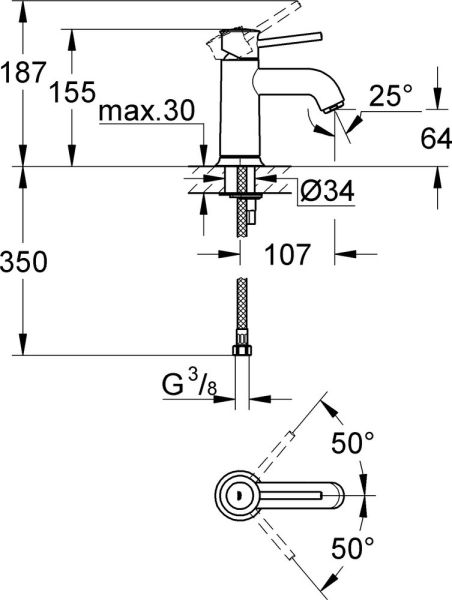 Смеситель Grohe BauClassic 23162000 для раковины