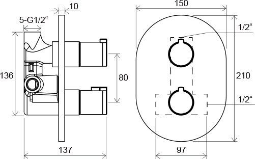Смеситель Ravak Chrome-CR 064.00 X070095 для душа с внутренней часть