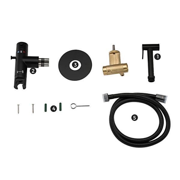 Гигиенический душ со смесителем Gappo G7290-6 с термостатом чёрный