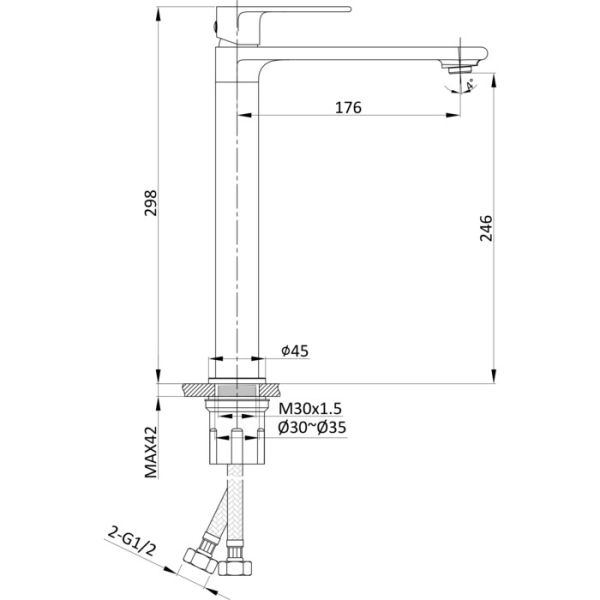 Смеситель для раковины Vincea Vogue VBF-1V2MB черный