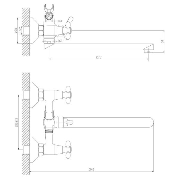 Смеситель для ванны Decoroom с ручным душем хром DR48043 Смеситель для ванны Decoroom с ручным душем хром DR48043