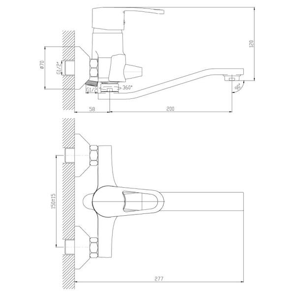 Смеситель для ванны Decoroom с ручным душем хром DR67044