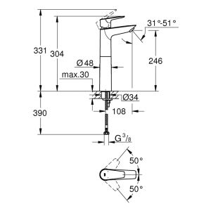Cмеситель для раковины GROHE BauEdge New 23761001 хром