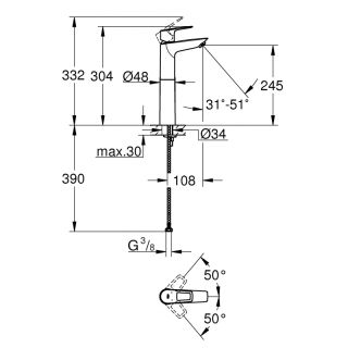 Cмеситель для раковины GROHE BauLoop New 23764001 хром