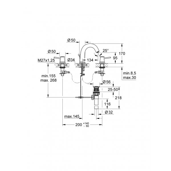 Cмеситель для раковины GROHE BauClassic 20470000 хром