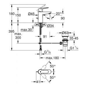 Смеситель для раковины GROHE BauEdge 23328000 хром