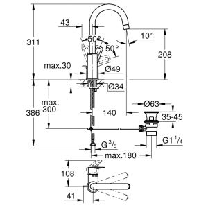 Cмеситель для раковины GROHE BauLoop New 23763001 хром