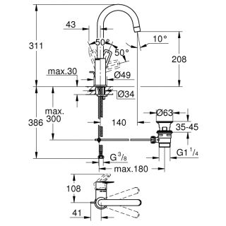 Cмеситель для раковины GROHE BauLoop New 23763001 хром