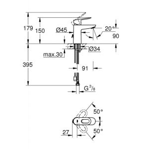 Смеситель для раковины GROHE BauLoop 23336000 хром