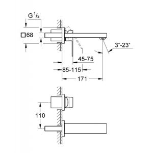 Смеситель для раковины GROHE Eurocube 19895000 хром