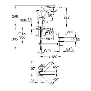 Смеситель для раковины GROHE Eurocube 2313500E хром