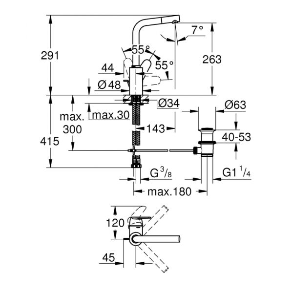 Смеситель для раковины GROHE Eurodisc Cosmopolitan 23054003 хром