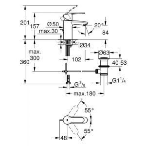 Смеситель для раковины GROHE Eurostyle Cosmopolitan 3355220E хром