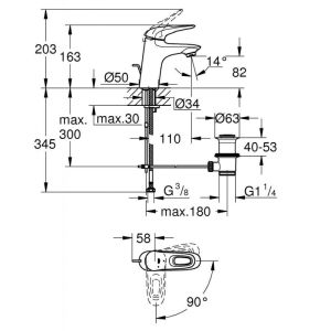 Смеситель для раковины GROHE Eurostyle 23374003 хром