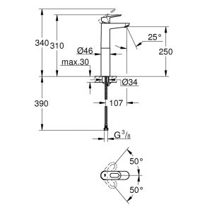 Смеситель для раковины GROHE Plus 23764000 хром