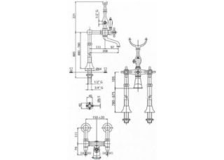 Напольный смеситель для ванны, золото Cezares LORD-VDPS-03/24-Bi