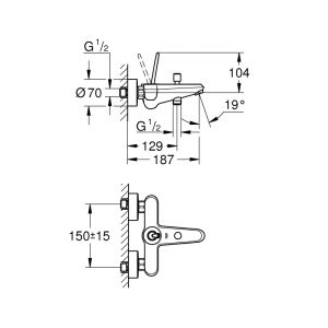 Смеситель для ванны Grohe Eurocube Joy 23431000 хром