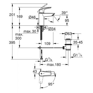 Смеситель для раковины GROHE Eurosmart 32926003 хром
